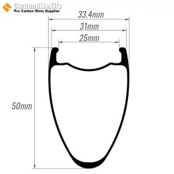 20" 406 Carbon Fiber Rim - 50mm Depth 31mm Wide | Aero Clincher/Tubeless Ready for Folding Bike & BMX
